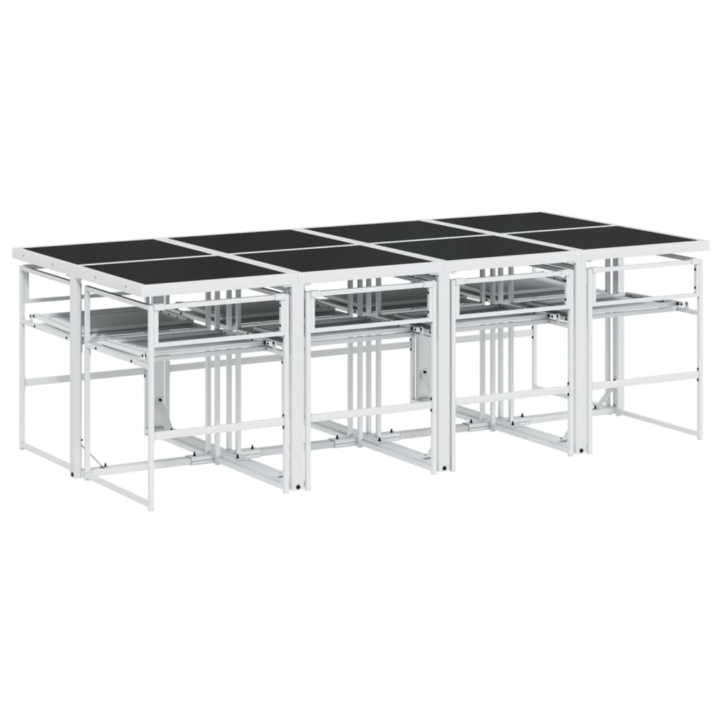 Vidaxl 9-Cz. Garden Furniture Set With Cushions, White, Textilene