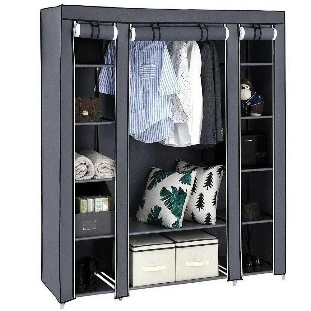 New Design Portable Closet Wardrobe Clothes Rack Storage Organizer Shelf Durable