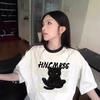 New Splicing Striped Cotton Short-sleeved T-shirt Women's Summer Loose Harajuku Front Shoulder Large Size Half-sleeved Top