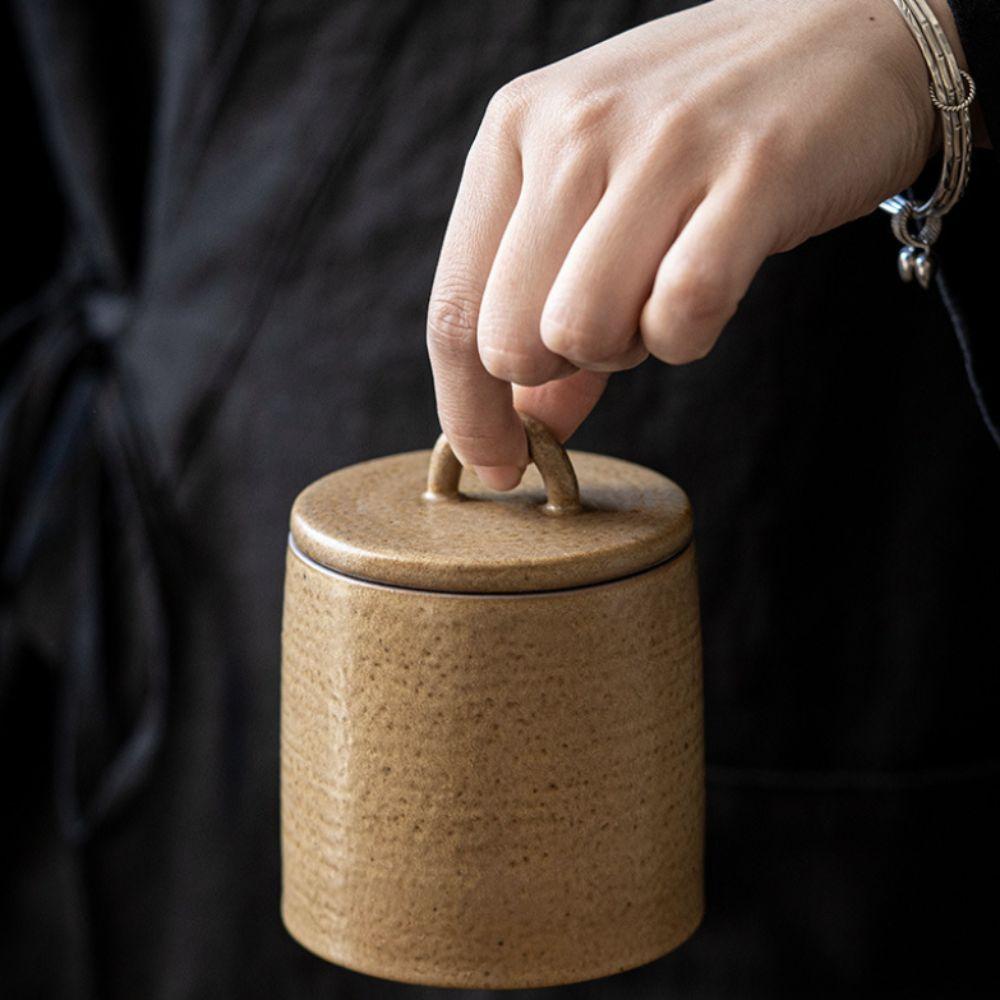 Kiln-change Glaze Vintage Ceramic Tea Jar Moisture-proof Tea Can Practical Food Container Candy