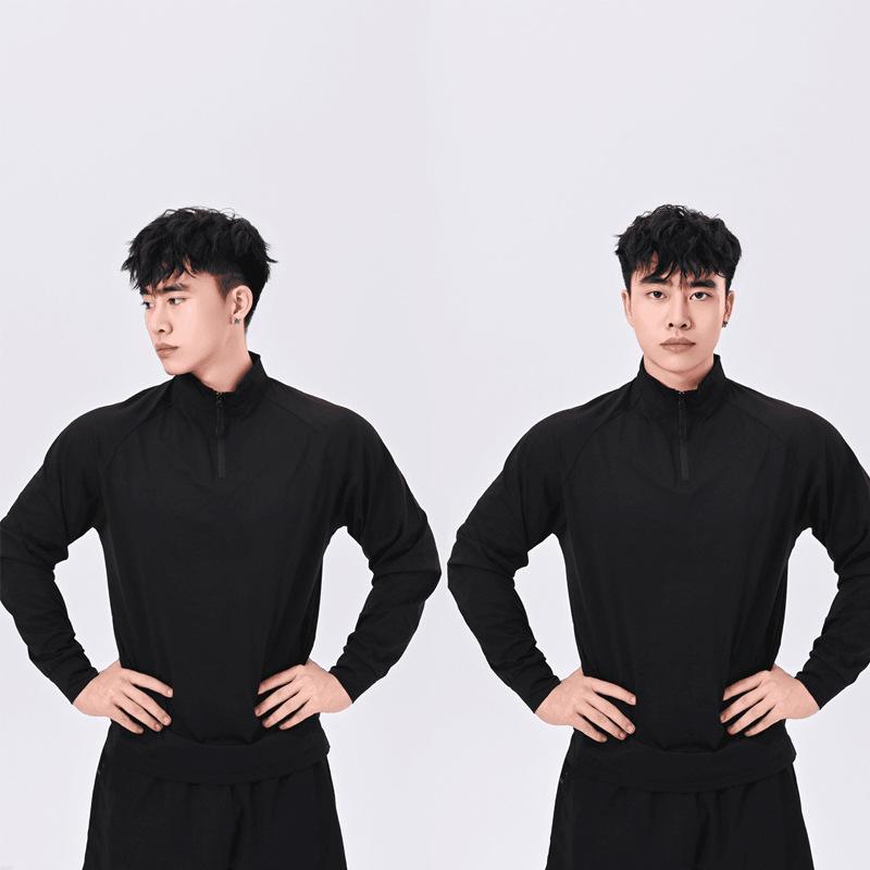 180G Quick-Dry Half-Zip Long Sleeve Fitness T-Shirt