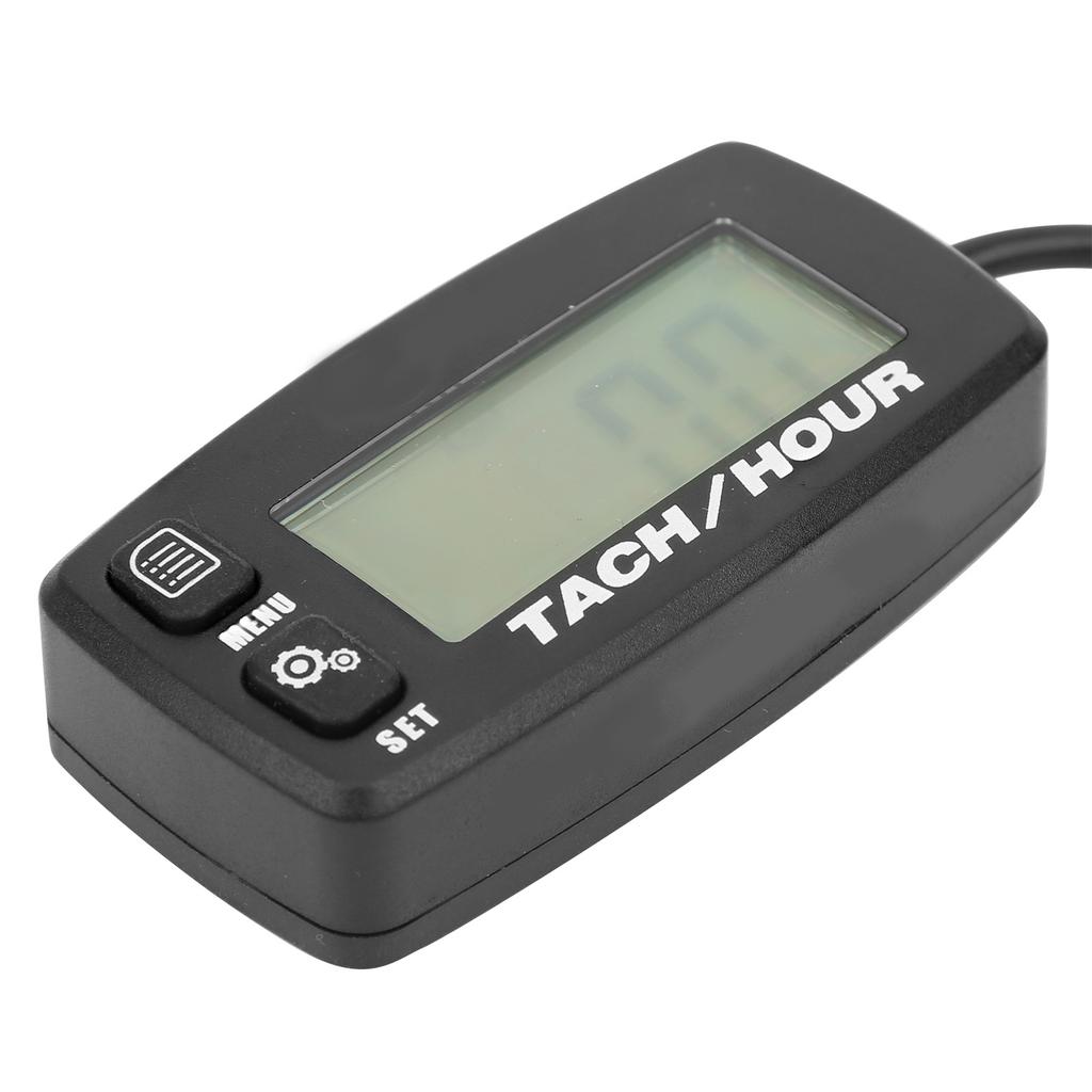 LCD Backlit Gauge Resettable Inductive Tachometer Hour Meter for 2 4 Stroke Engines