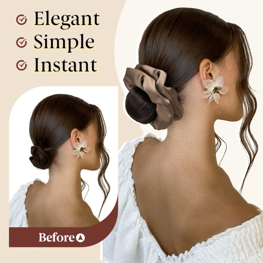 Elegant Influencer-style Hair Tie Synthetic Natural-looking Artificial Flower Bun  for Daily Use