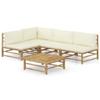 Day and Night - Day and Night Garden Furniture Set 5 Pieces Bamboo and Cream White Cushions