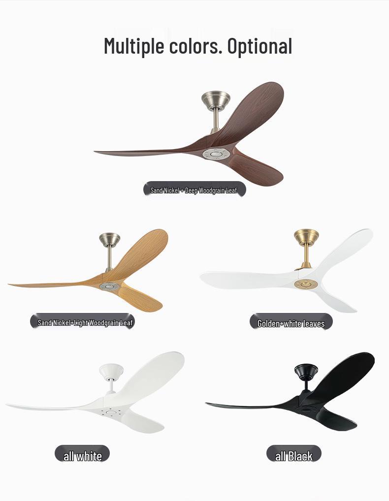 Nordic Silent Ceiling Fan Light with Wood Grain for Coffee Shop or Restaurant Decor