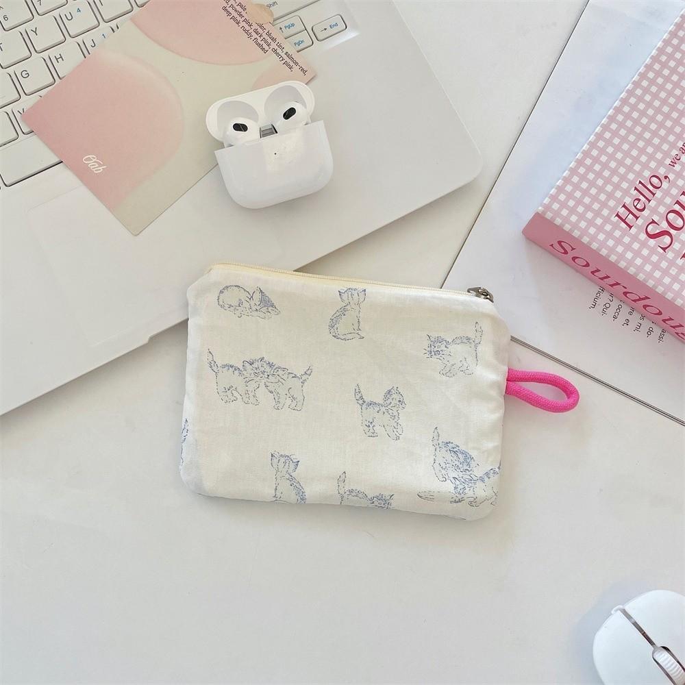 New Fresh Print Coin Purse Portable Canvas Lipstick Storage Bags Mini Students Earphone Bag