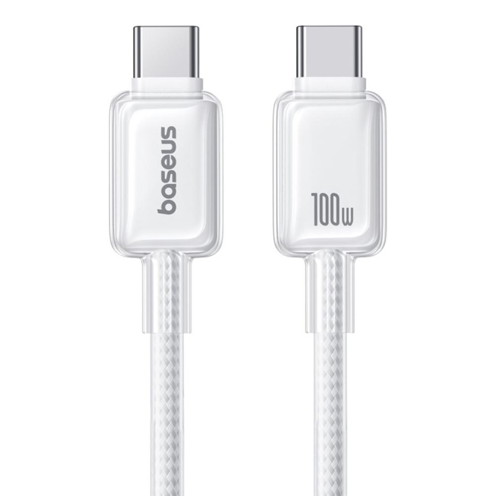 

BASEUS Crystal 1м 100W Кабель для швидкої зарядки USB-C до USB-C Нейлонове обплетення White
