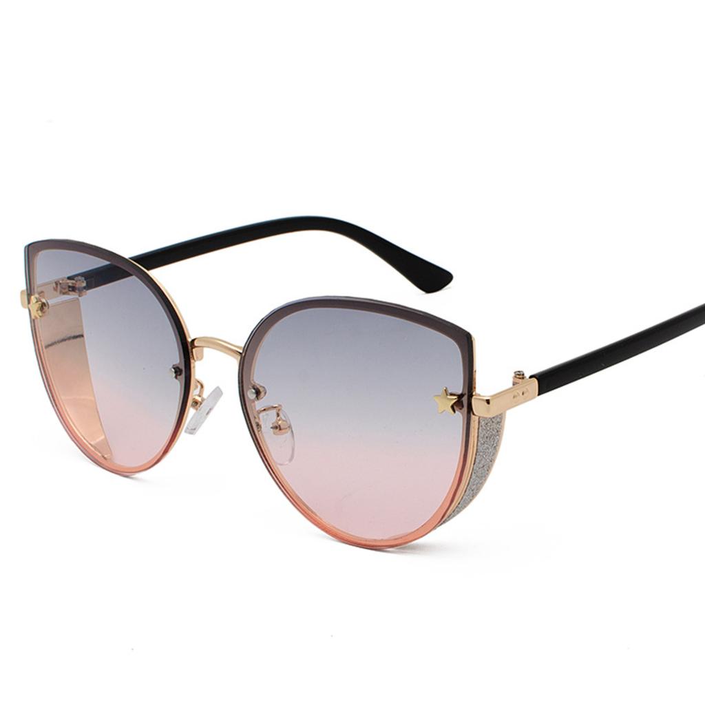 Fashion Oversized Cat Eye Sunglasses with Gradient Ocean Lenses UV Protection Metal Frame Lightweight Design for Everyday Wear