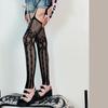 Women Subculture Fishnet Mesh Thigh High Stockings Sweet Heart Patterned Hollowed Garter Belt Pantyhose Suspender Tights
