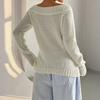 Women's Fashion Casual Long Sleeve One Shoulder Pullover Off-shoulder Knitted Sweater