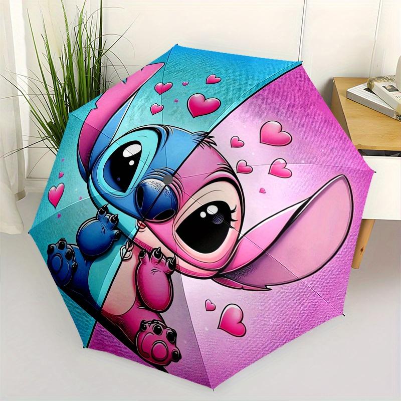 

Stitch,Love Automatic Opening and Closing Umbrella - 8 Ribs Windproof Portable Folding Umbrella with Plastic Handle, Suitable for Casual and