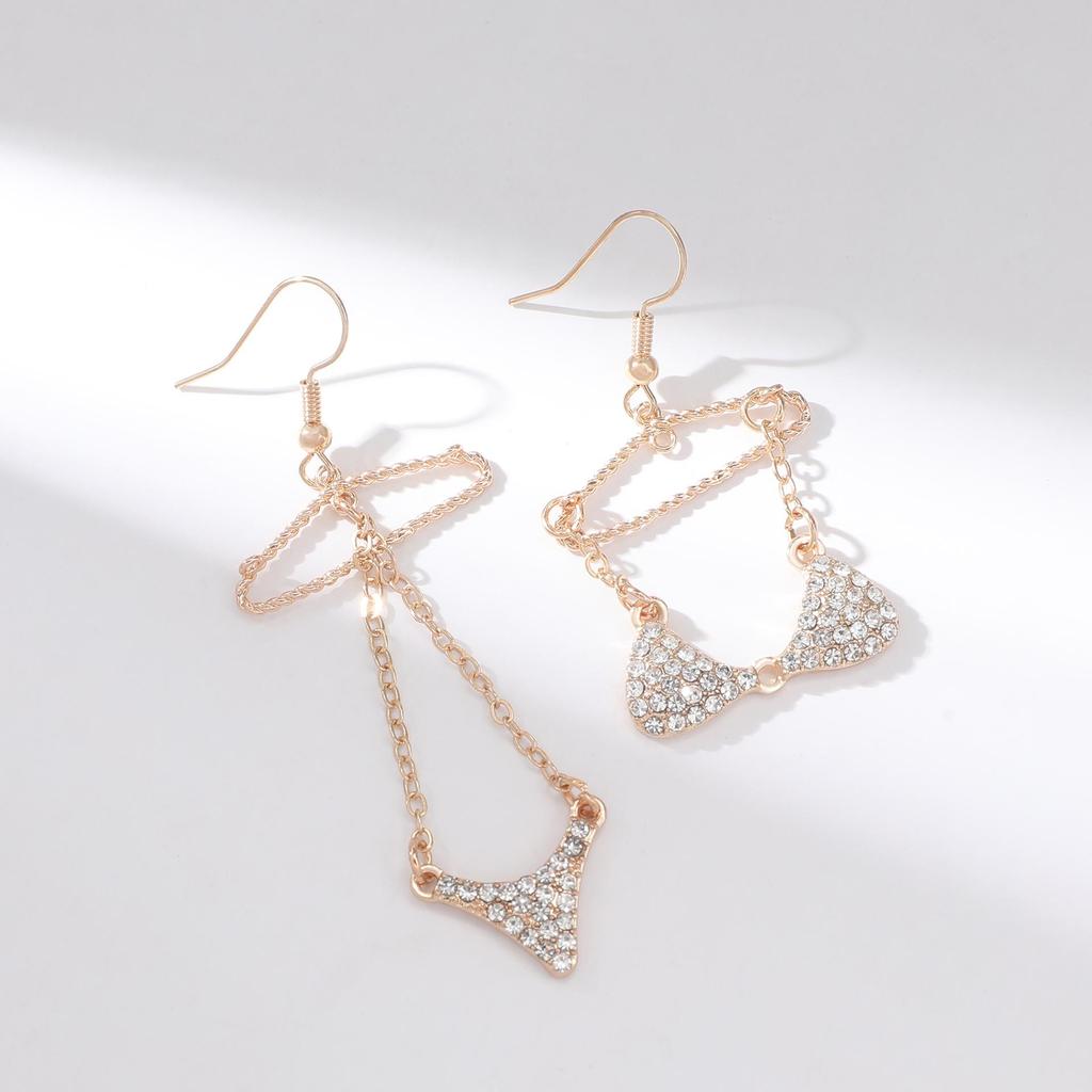 Asymmetrical Zircon Bikini Dangle Earrings: European & American Creative Fashion Jewelry for Women