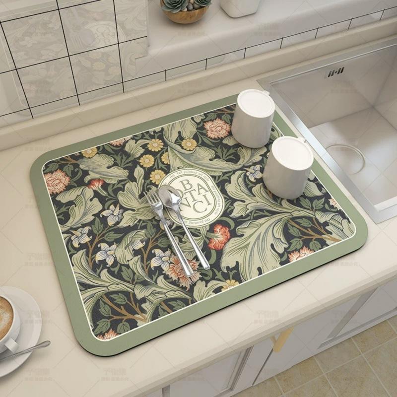 Diatomaceous Earth Non-Slip Mat Kitchen Draining Mat Heat Insulation Coaster Water Absorption Mat