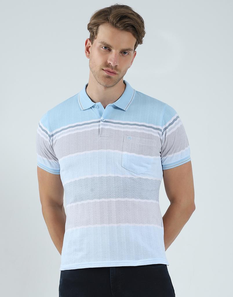 Monte Carlo Mens Striped Collar Neck T-Shirt