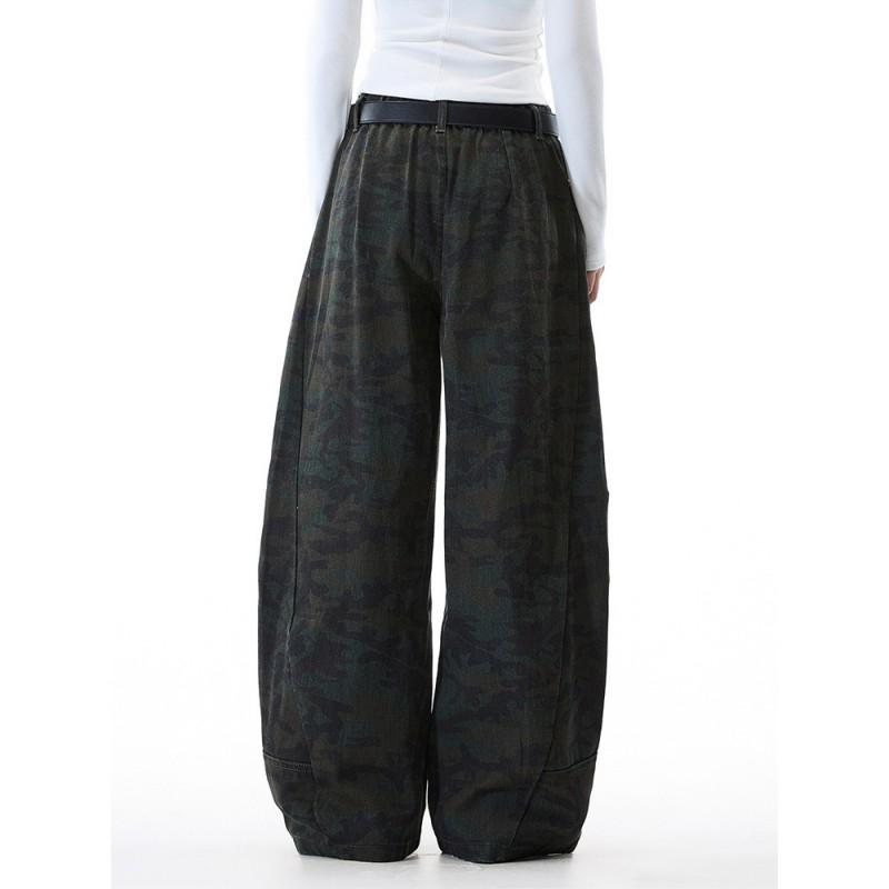 Unisex Camo Cargo Pants Loose Fit Wide Leg Trousers Men Women Casual Streetwear Winter