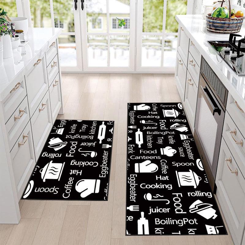 VIKAMA Nordic Kitchen Floor Mat, Anti-Slip Balcony Laundry Room Floor Mat, Corridor Entrance Long Carpet, Home Decoration