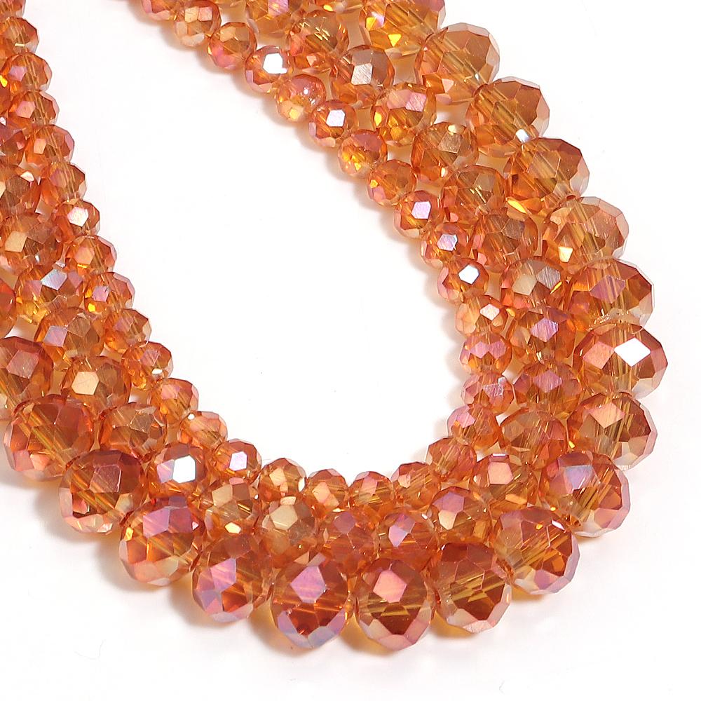 1 Strand 4/6/8mm Faceted Crystal Beads Orange Red Rondelle Glass Loose Beads For Jewelry Making DIY Bracelet Necklace Supplies