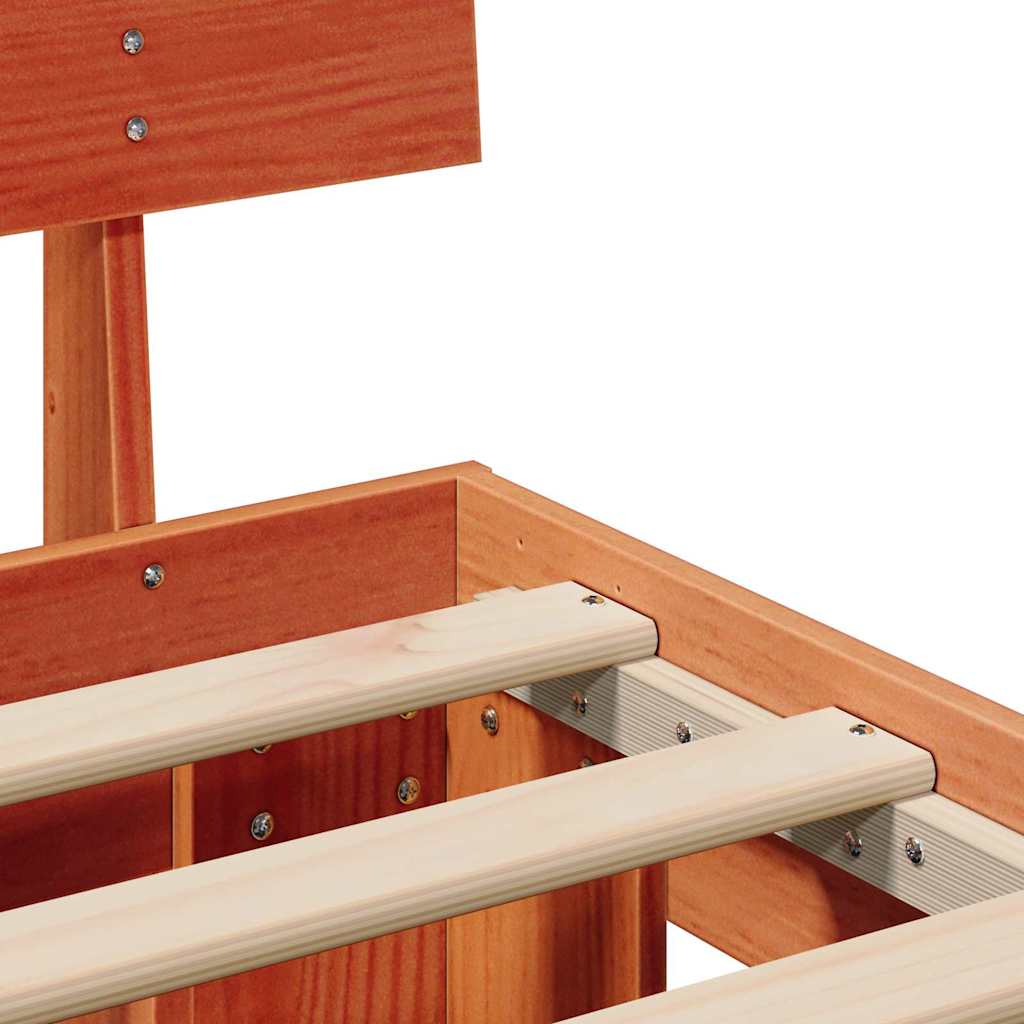 Bed Frame Wax Brown 180 X 200 Cm Solid Pine Wood