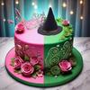 17 PCS Witch and Princess Theme Cupcake Toppers, Mini Witch Hat Silver Alloy Crown for Pink and Green Birthday Party Decorations