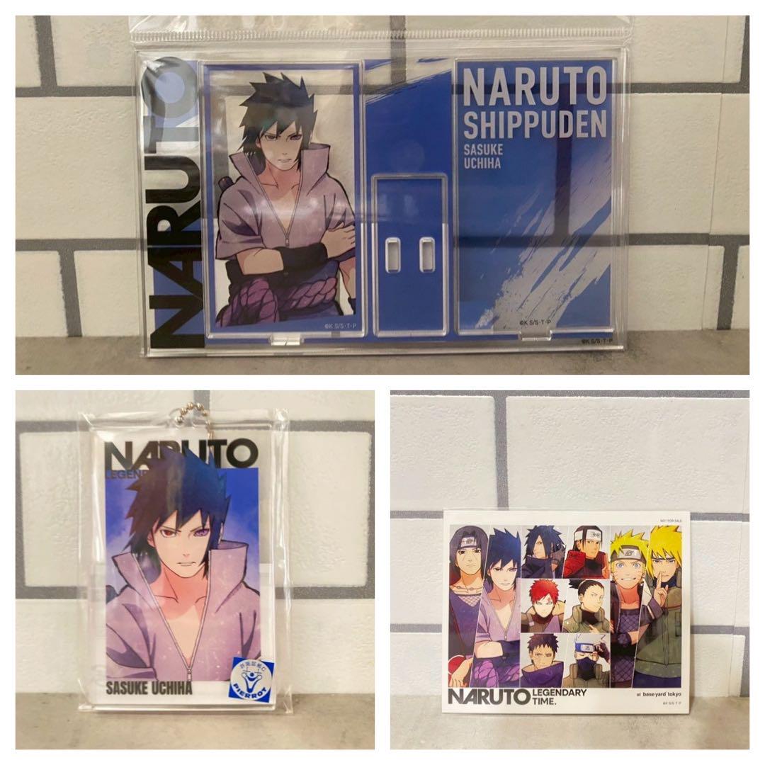 

[USED] NARUTO Baseyard Acrylic Stand Plate Acrylic Keychain Bonus Sasuke 3 Pieces