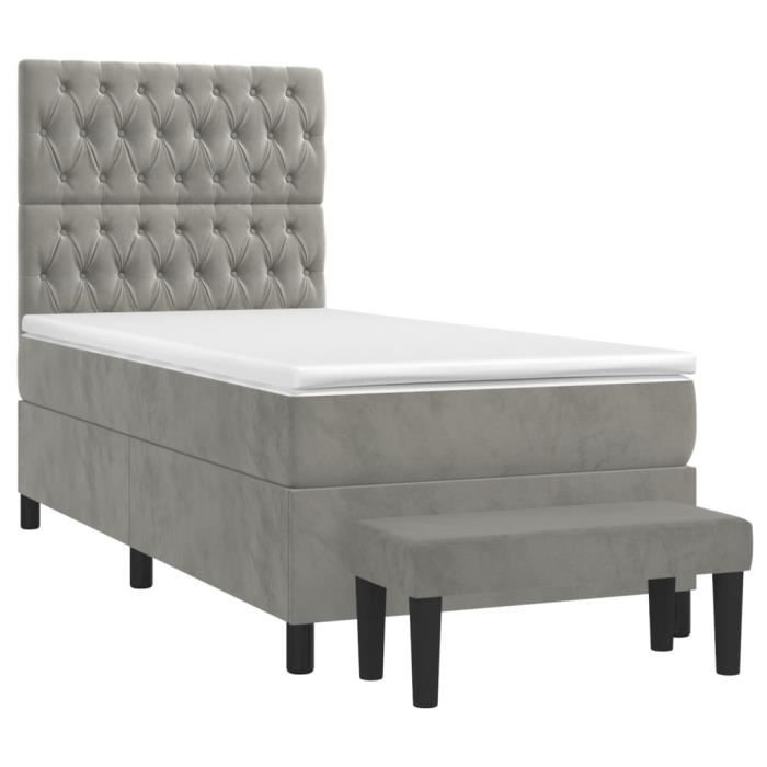 VidaXL Divan Bed and Mattress Light Grey 80x200 Cm Velvet - Model 3137989