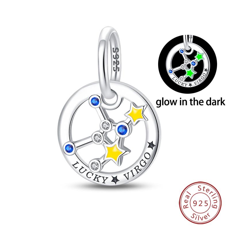 100 copper Creative Luminous 12 Constellation Leo Taurus Pendants Compatible With Authentic Bracelets Do It Yourself Jewellery