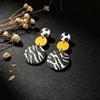 Geometric Zebra Stripe Leather Stud Earrings