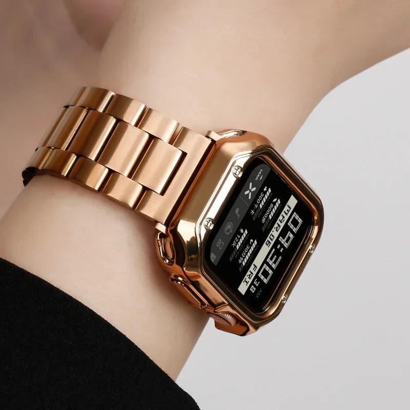 Stainless Steel titanium alloy Strap For Apple Watch Band Ultra 2 49mm 44mm 45mm 41mm Bracelet iwatch Series 6/7/8/9 watch case