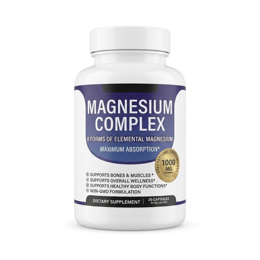 Magnesium Complex 1000mg | 8 Forms of Elemental Magnesium 20 Capsules