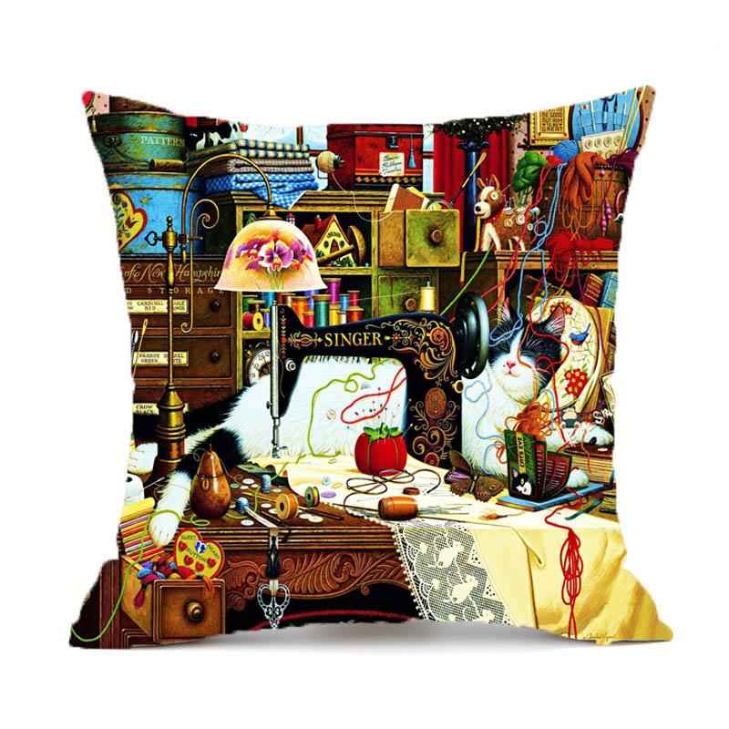 Creative Cute Cat Design Double-Sided Printed Pillow Cover Short Plush Suitable Living Rooms Bedrooms Sofas Throw Cushion Cover
