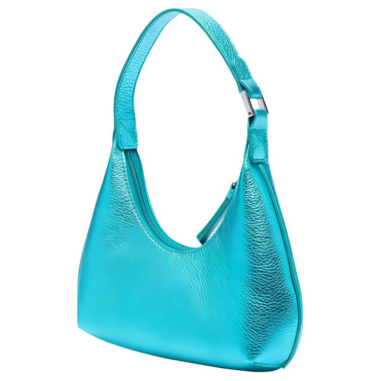 By Far Baby Amber Metallic Effect Hardware Zipper Closure Leather Underarm Bag Women Handbags Blue 22FWBASAQAMEGSMA