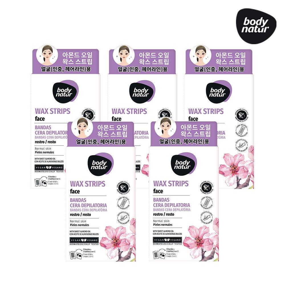

[BODY NATUR] Восковые полоски для лица с маслом сладкого миндаля x 5