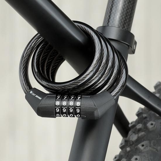 Bike Cable Combination Lock 4-Digit Password Anti-theft Bicycle Lock Cable Lock with Zinc Alloy Core for MTB Road Bike Scooter