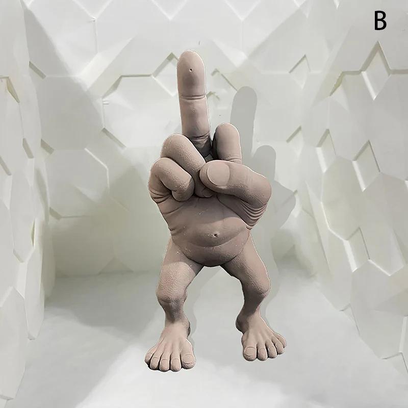 Middle Finger Figure With Legs Office Desk Funny Hand Gesture Resin Figurine Creative Home Ornaments Gift Room Decor
