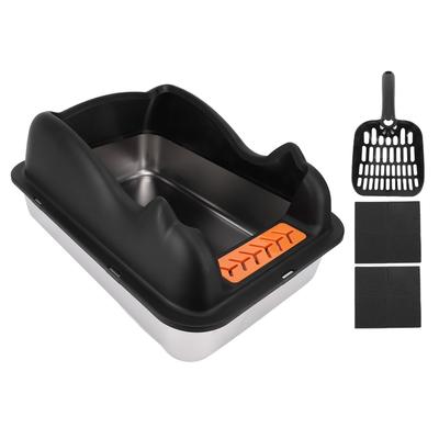 Stainless Steel Cat Litter Box with Lid Easy To Clean Anti Splashing High Sided Large Metal Kitty