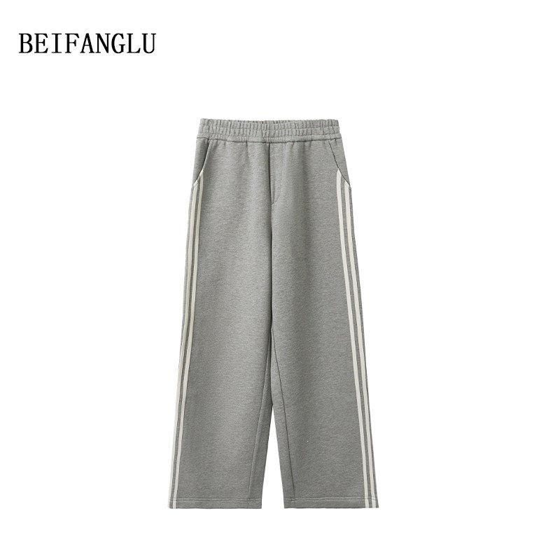 Northern Deer 2025 Autumn/Winter Women's Color Block Striped Casual Loose Straight-Leg Pants, Style 251259.