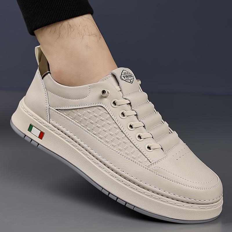 2025 spring and autumn new soft leather foot cover men's shoes soft sole trend versatile daily casual leather shoes board shoes