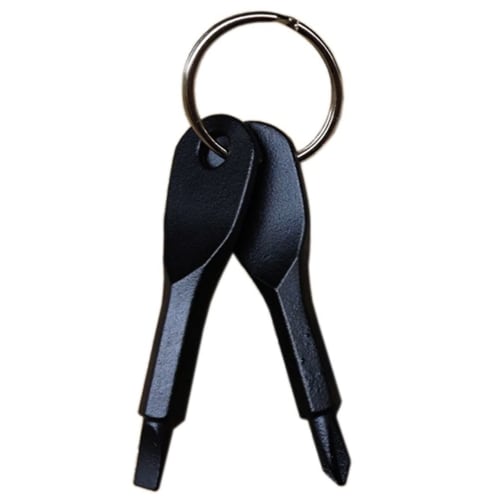 

HappyHome Screwdriver Keychain, Phillips and Flathead, Set of 2, Portable, with Key Ring, Screwdriver (Black)