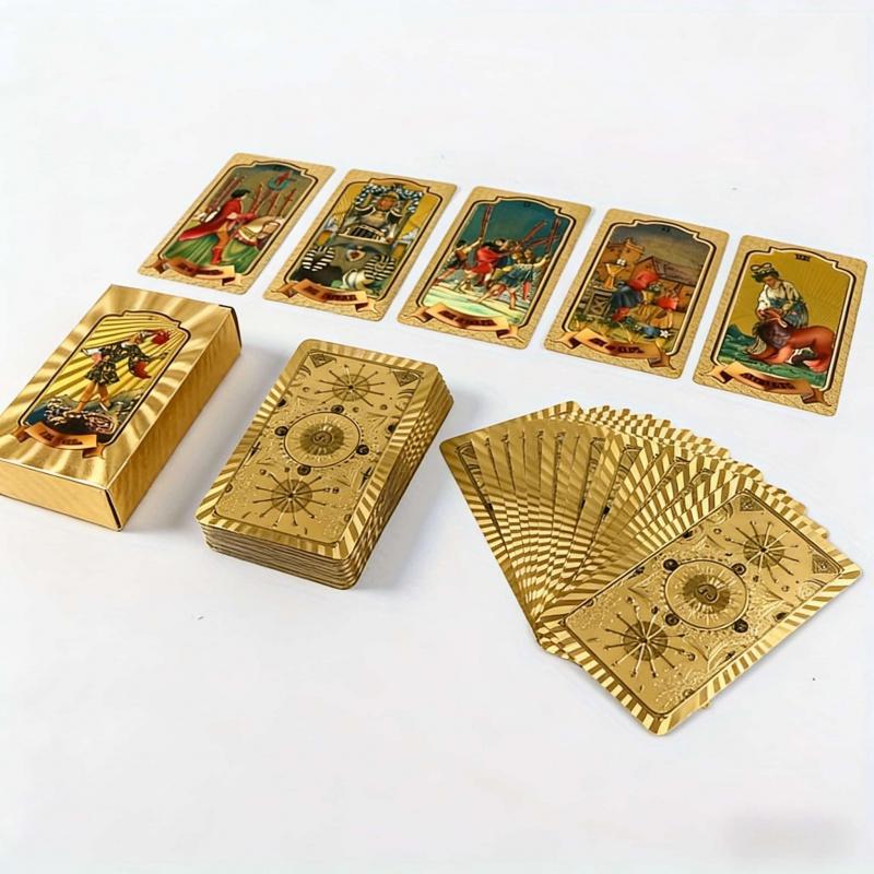 Casual Party Game Waterproof Plastic Colorful Printed gold Gold Stamping Tarot Board Game Cards