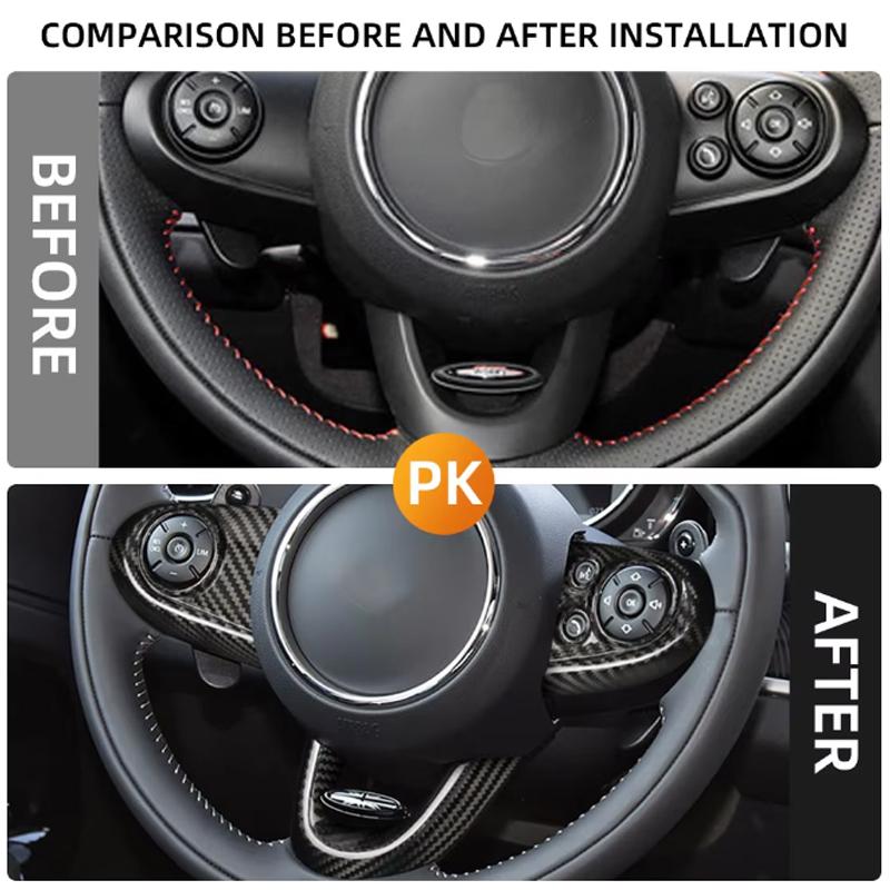 3pcs ABS Carbon Fiber For BMW MINI Cooper F54 F55 F56 F57 F60 Steering Wheel Trim Cover Sticker Car Interior Accessories