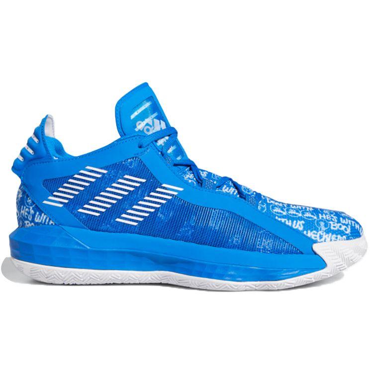 Adidas D Lillard 6 Round Toe Shock Absorption Non-Slip Wear-Resistant Low-Top Basketball Shoes Men Sneaker Blue EH2441