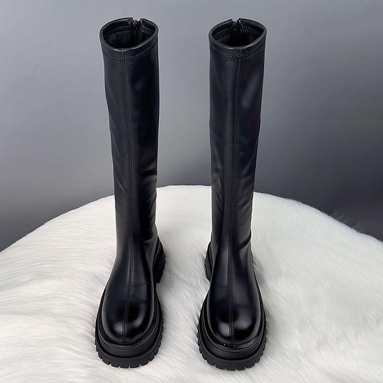 Long tube boots for women 2026 new autumn and winter women's height increasing British style thick soled boots