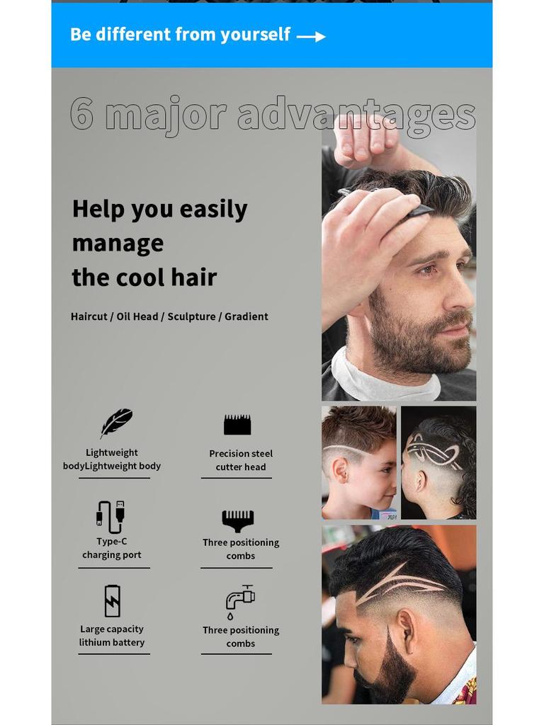 Wiederaufladbarer Elektrischer Haarschneider: Professioneller Erwachsenen-Haarrasierer