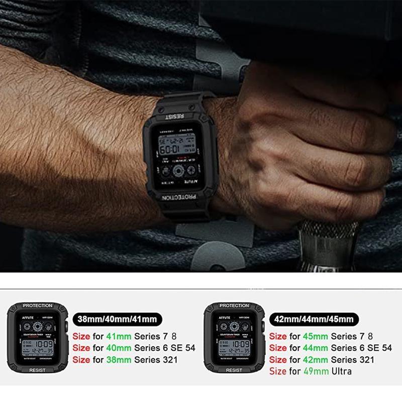 Case Band For Apple Watch 45mm 44mm 49mm 41mm 40mm iWatch Series Ultra 8 7 6 5 SE 4 3 Strap , Sport Protective Replacement Wristband