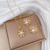 Full of Zirconium Exquisite Wind Copper Micro-inlaid Earrings Necklace Set Combination
