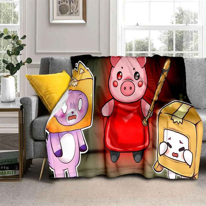 Happy Foxy Boxy i Rocky Lankybox koc, miękki koc do rzucania dla domu sypialnia kanapa z funkcją spania piknik podróż biuro okładka koc dla dzieci