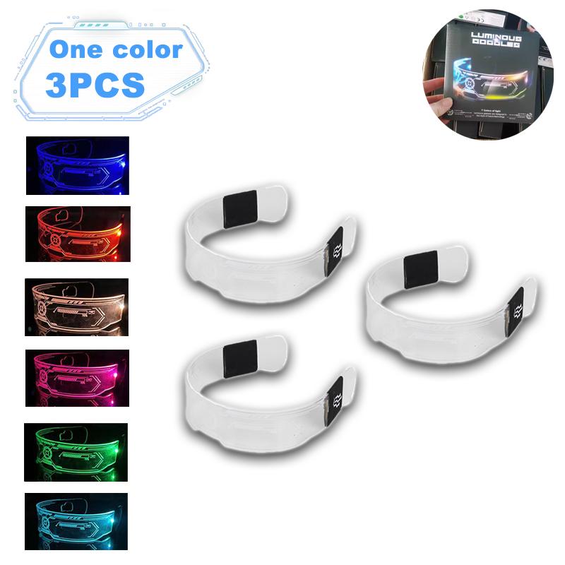 LED Colorful Glowing Glasses Neon Party Christmas Halloween Decoration LED Glowing Glasses Props Holiday Performance Props