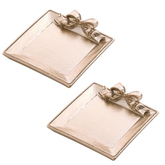 Decorative Bow Resin Jewelry Tray Matte Gold Ring Dish Trinket Holder Vintage Style Storage Organizer for Rings Earrings Necklaces Hairpins Gift A