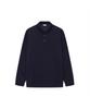 NOTIG Wool Blend Solid Long Sleeve Polo Shirt Navy