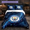 Manchester City Pattern 3 Pieces Bedding Set Soft Microfiber Duvet Cover with Pillow Cases for Bedroom